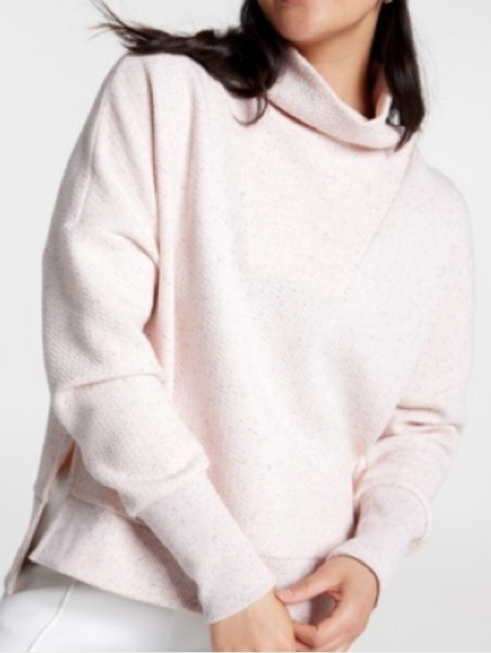 CALIA light pink Elevate Herringbone Funnel Neck Sweatshirt casual lounge small